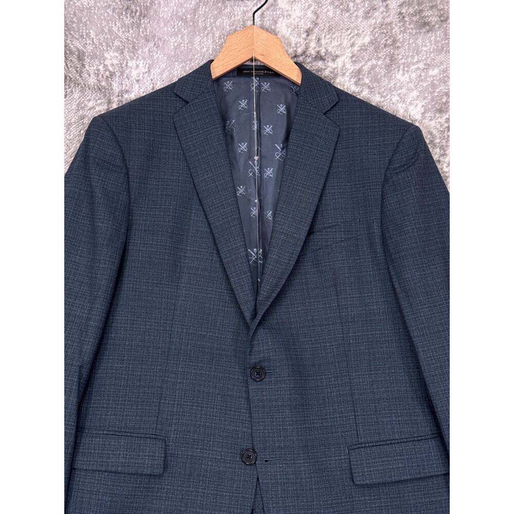 John Varvatos Signature Tailored Suit 42 R Mens Bleeker Blue Italian Wool - Picture 2 of 15